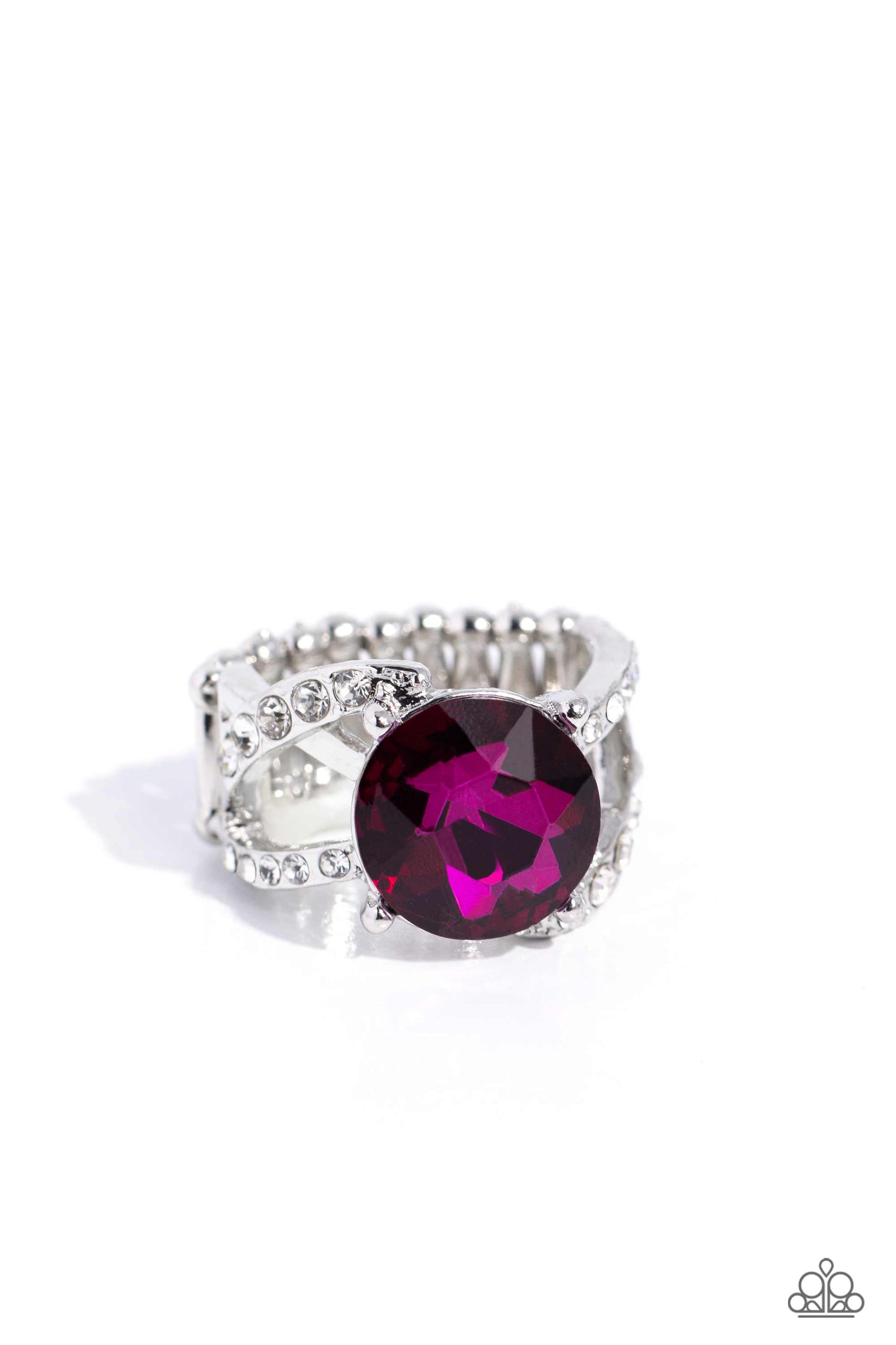 Scintillating Swirl - Pink Ring Rhinestone-Encrusted