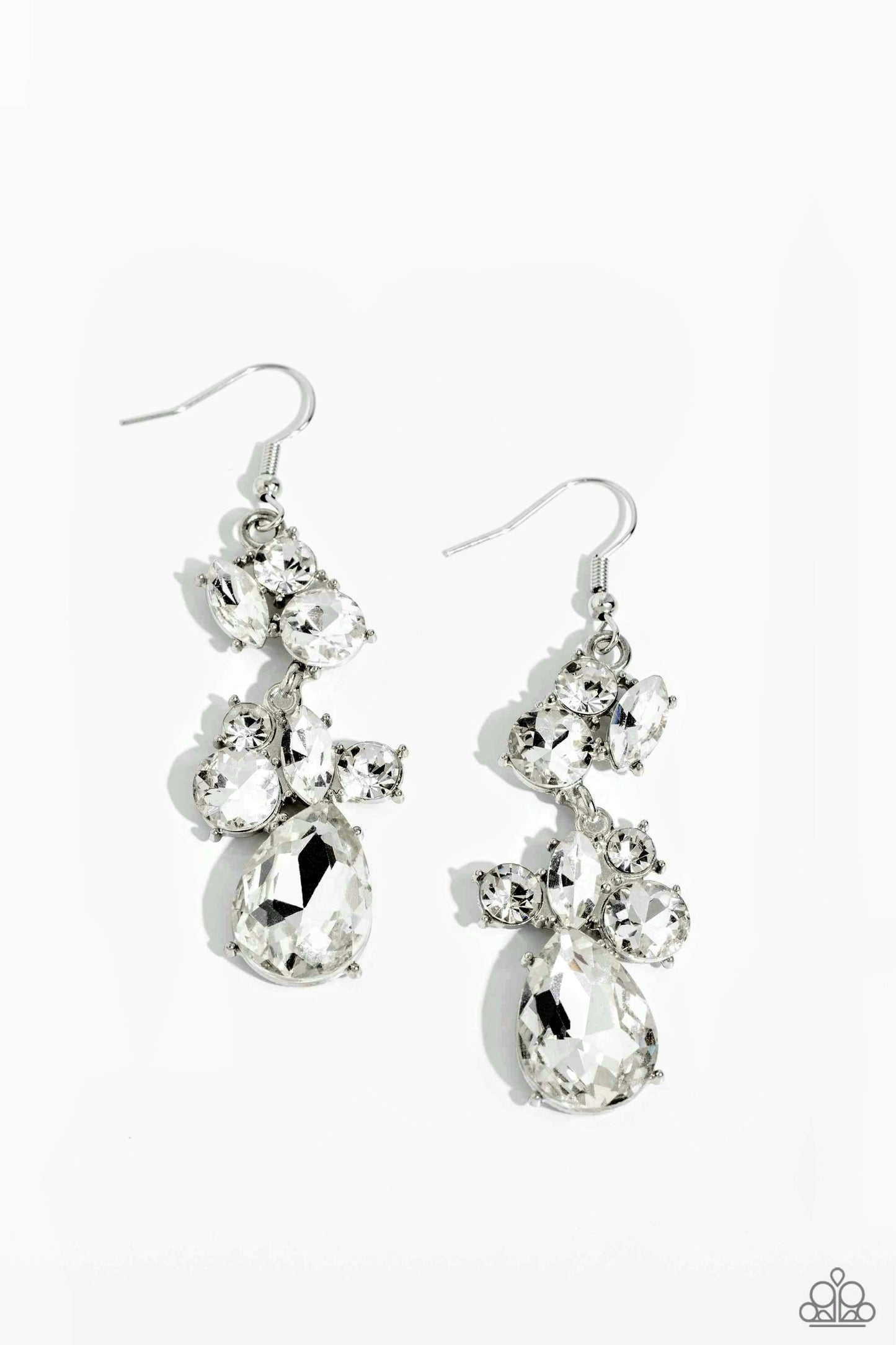 Rhinestone Reveler - White Rhinestone Earrings
