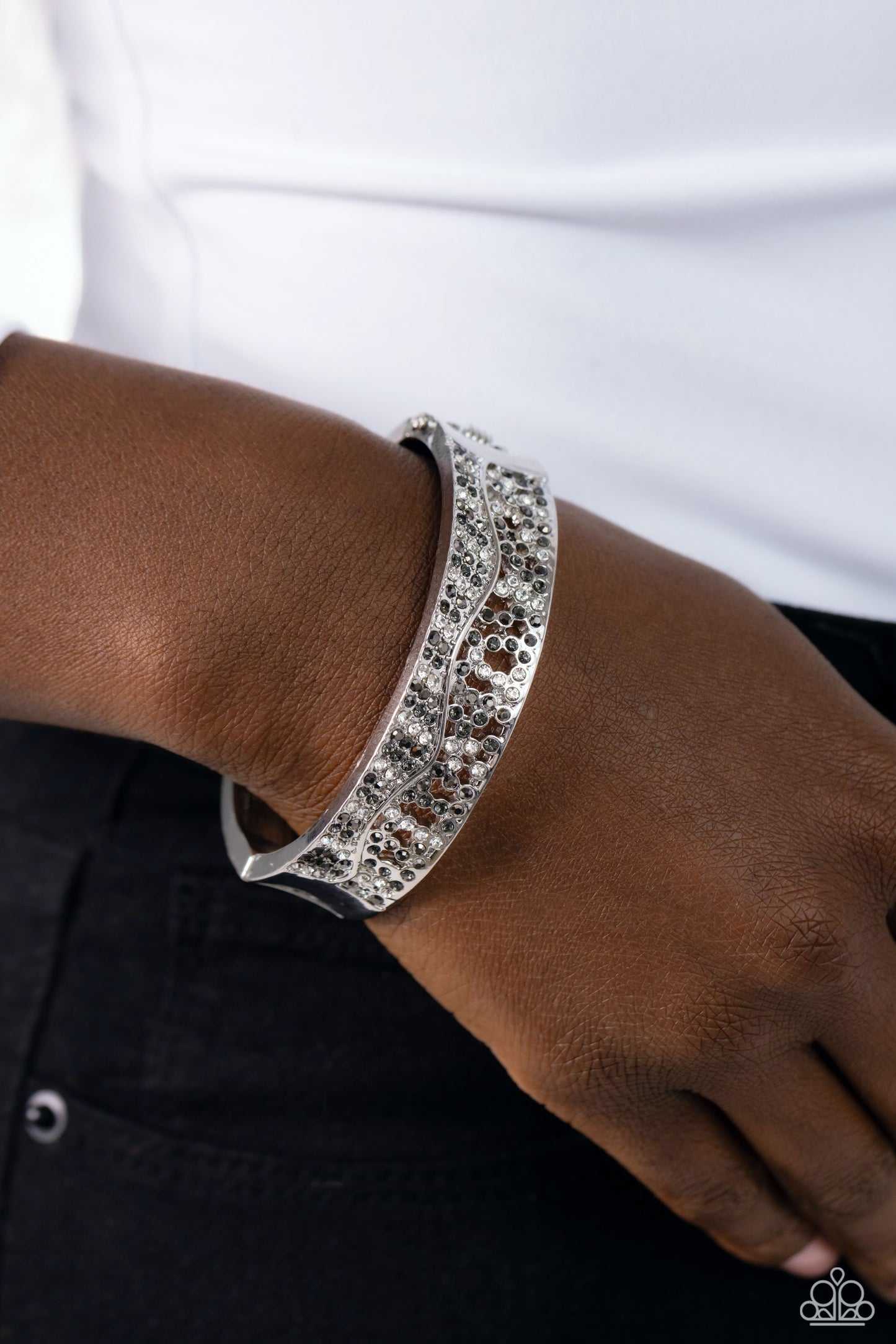 Wavy Whimsy - Silver Rhinestone Bracelet