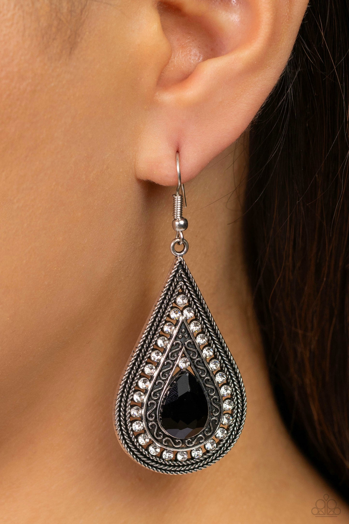 Metro Masquerade - Black Teardrop Earrings