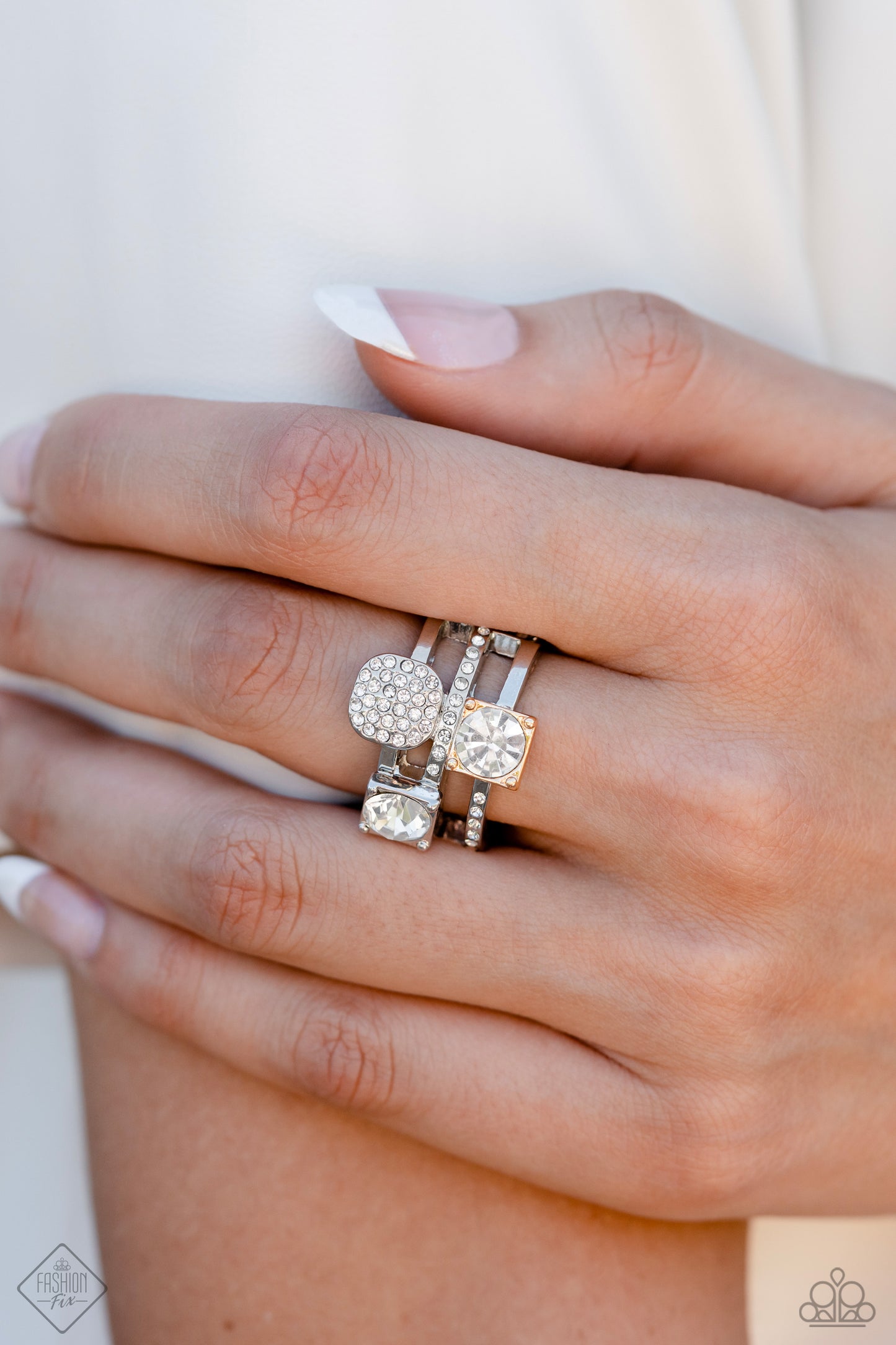Tailored Two-Tone - Multi Rhinestone Ring
