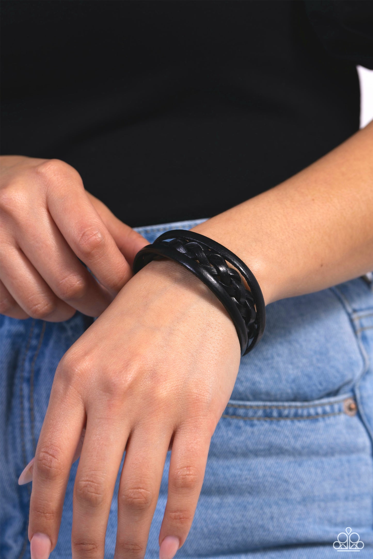 ROAM and Board - Black Leather Bracelet