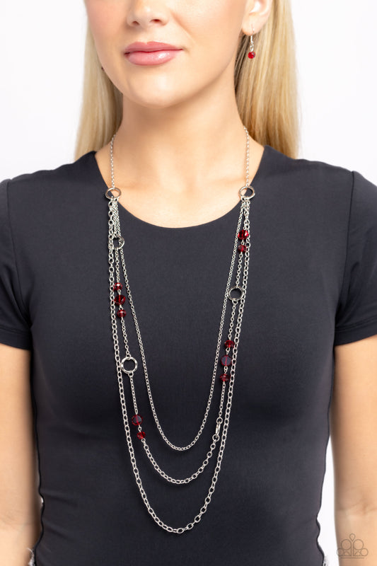 Starry-Eyed Eloquence - Red Female Necklace