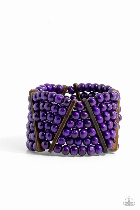 Way Off TROPIC - Purple Wooden Bracelet