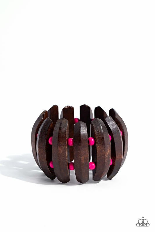Bora Bora Bauble - Pink Wood Bracelet