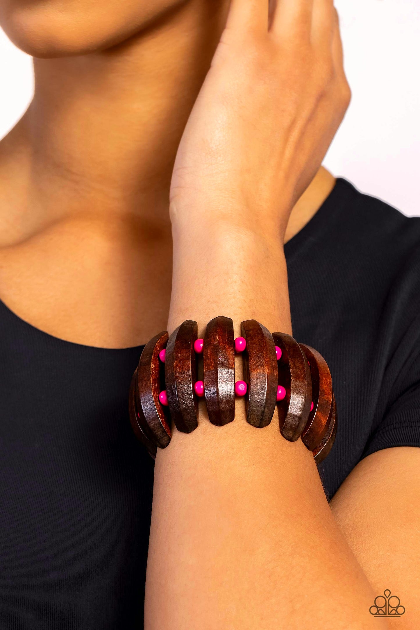 Bora Bora Bauble - Pink Wood Bracelet