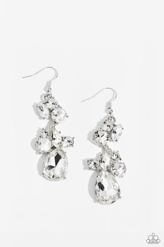 Rhinestone Reveler - White Rhinestone Earrings