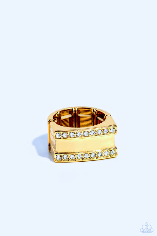 Victory - Gold Rhinestone Men's Ring