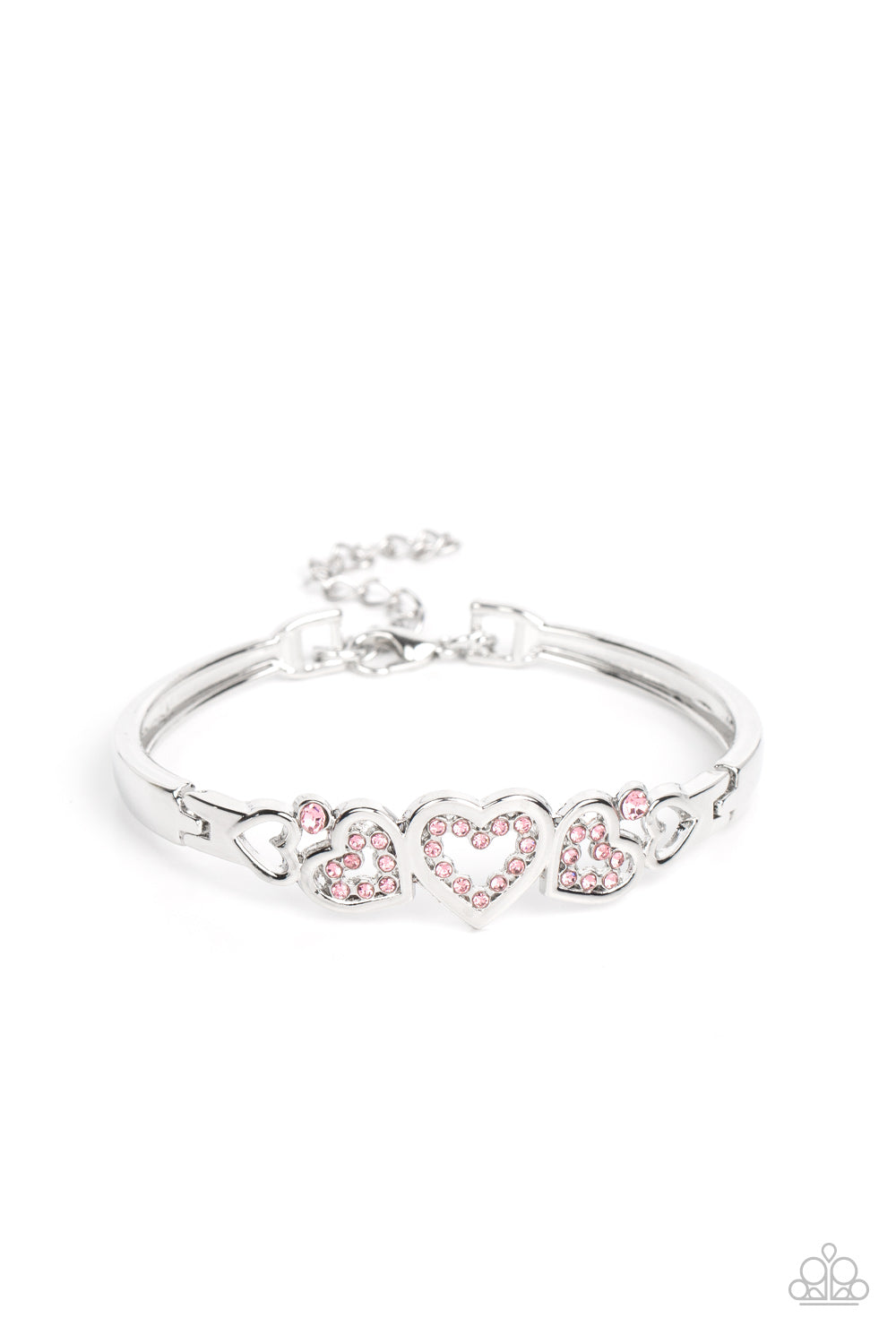 Seriously Smitten - Pink Silver Heart Female Bracelet