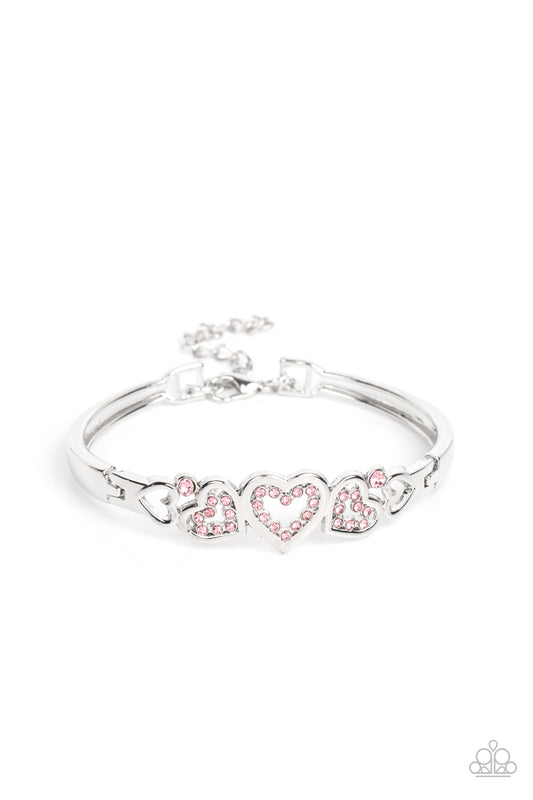 Seriously Smitten - Pink Silver Heart Female Bracelet