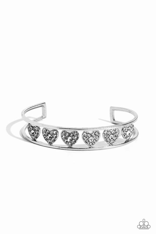 Decadent Devotion - White Silver Cuff Bracelet