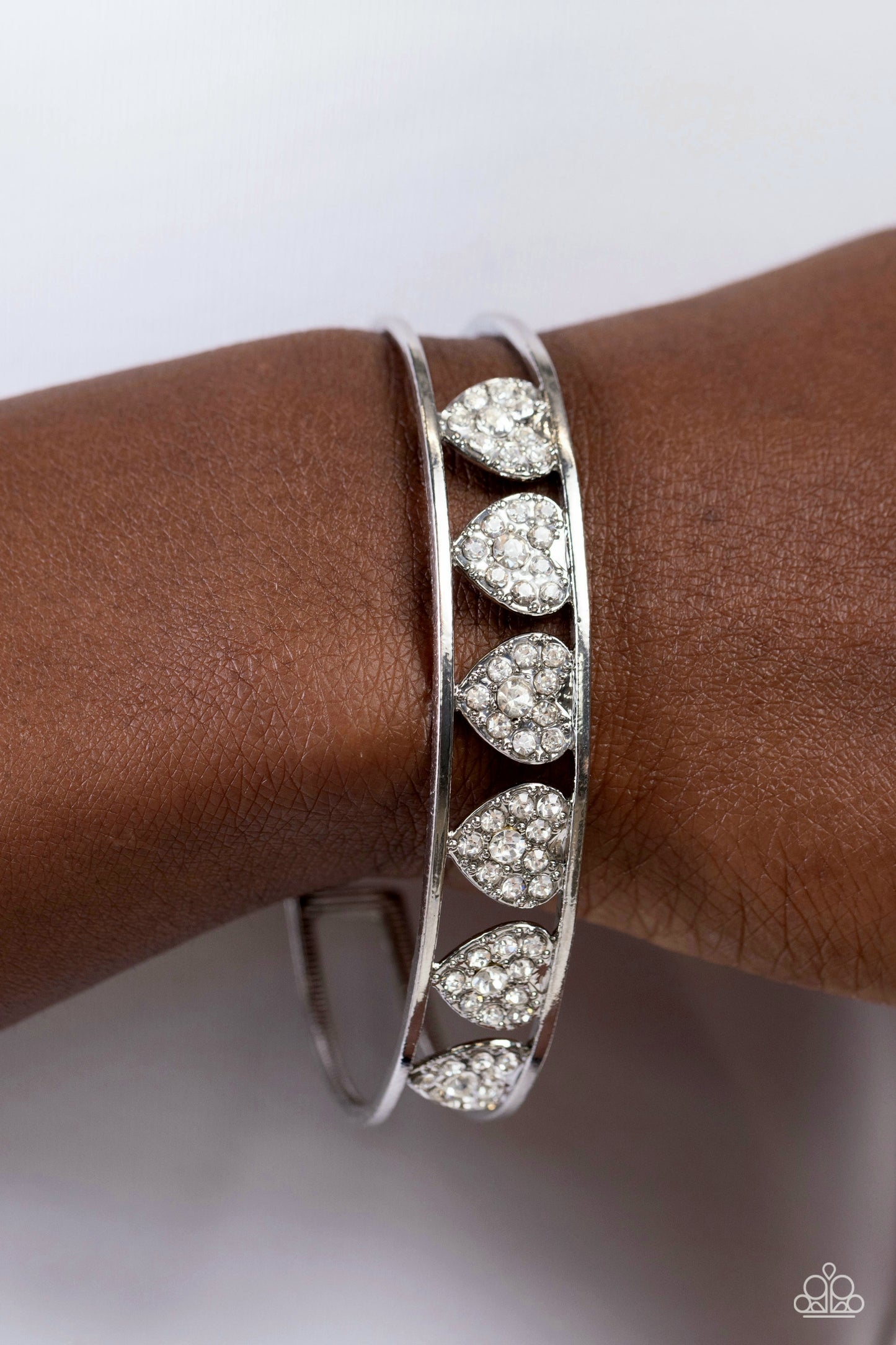 Decadent Devotion - White Silver Cuff Bracelet