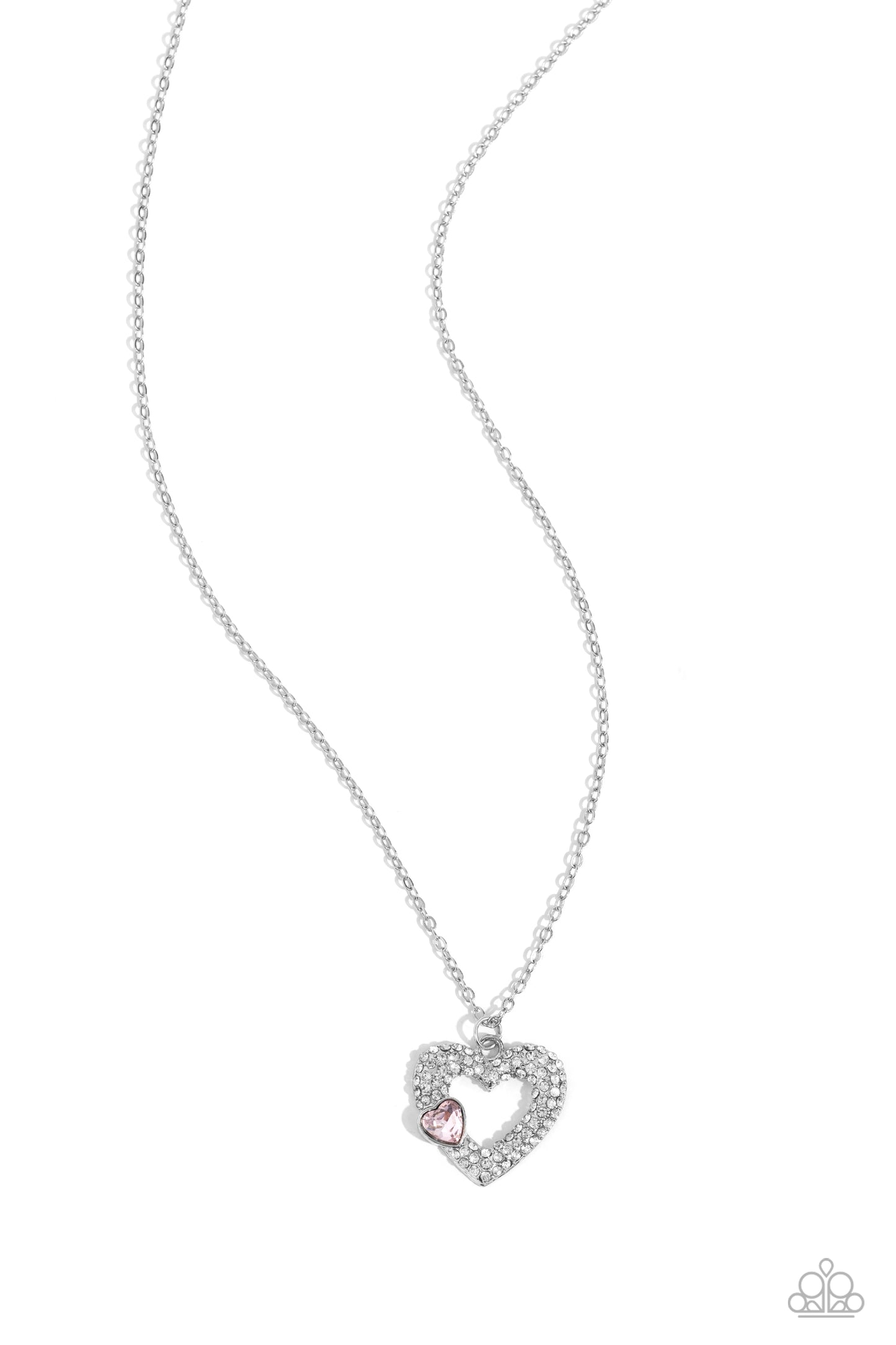 Bedazzled Bliss - Pink White Rhinestone Necklace
