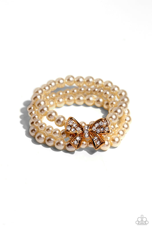 How Do You Do? - Gold White Pearl Bracelet
