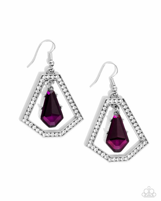Poshly Photogenic - Purple Rhinestone Earrings