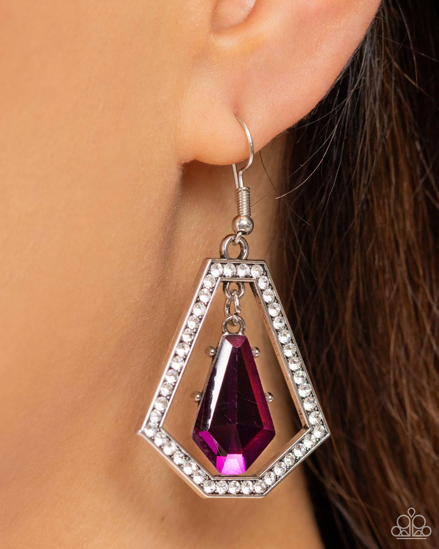 Poshly Photogenic - Purple Rhinestone Earrings