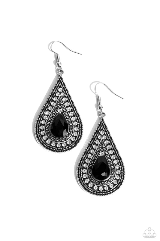 Metro Masquerade - Black Teardrop Earrings