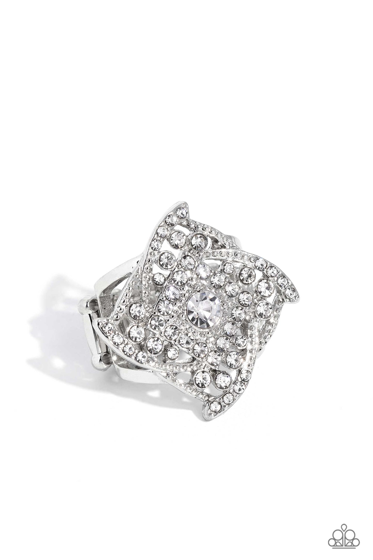 Tilted Talent - White Square-Cut Frame Ring