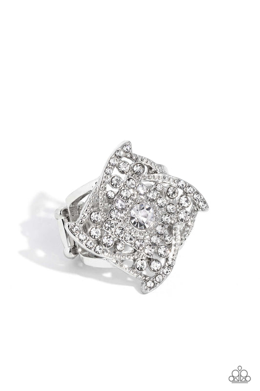 Tilted Talent - White Square-Cut Frame Ring