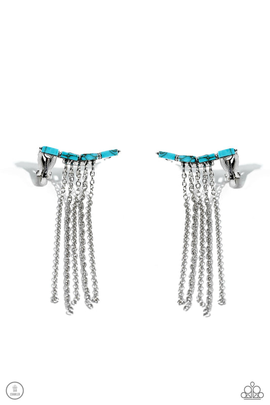 Fault Line Fringe - Blue Fringed Earrings