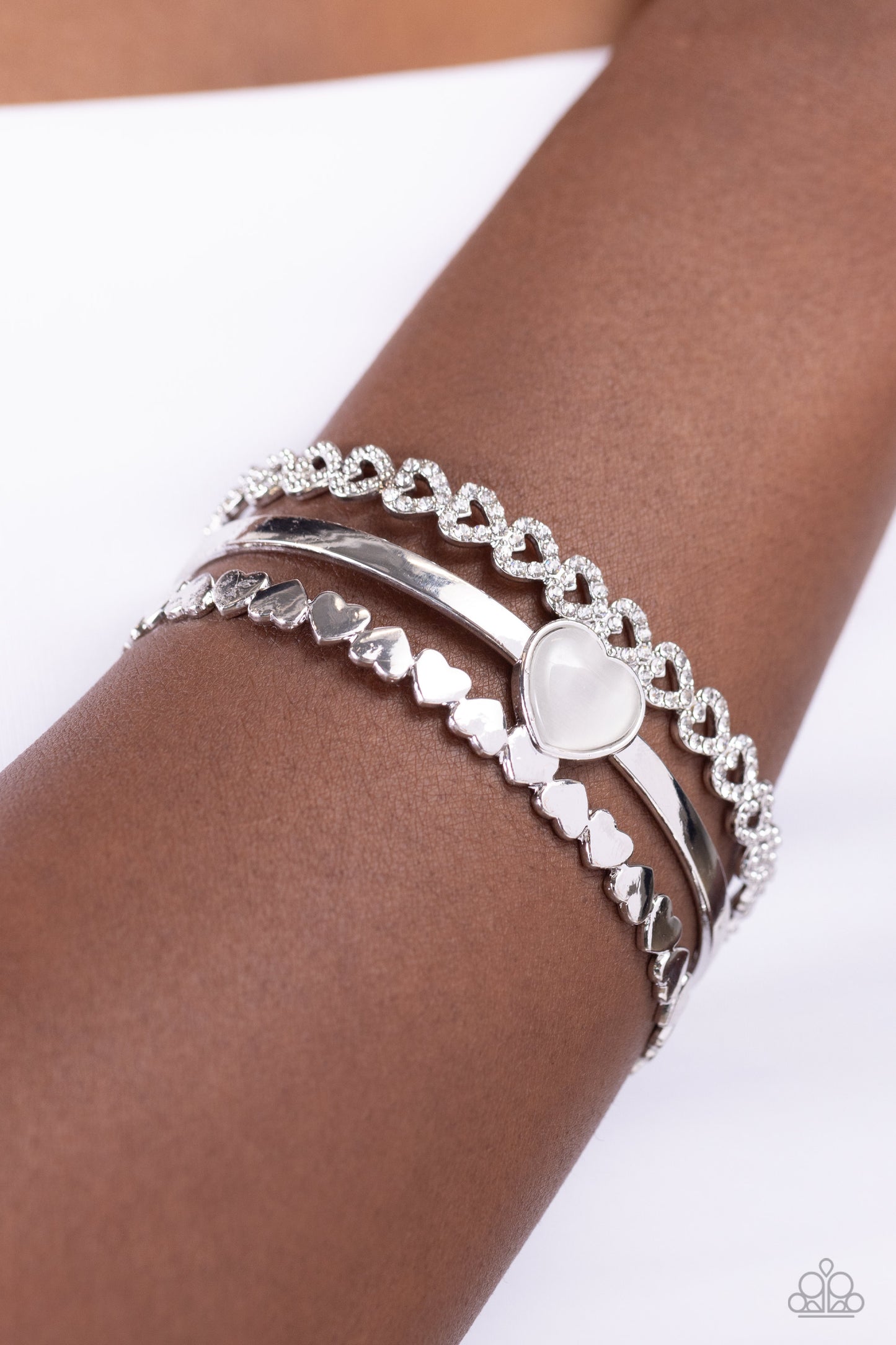 You Win My Heart - White Rhinestone Bracelet
