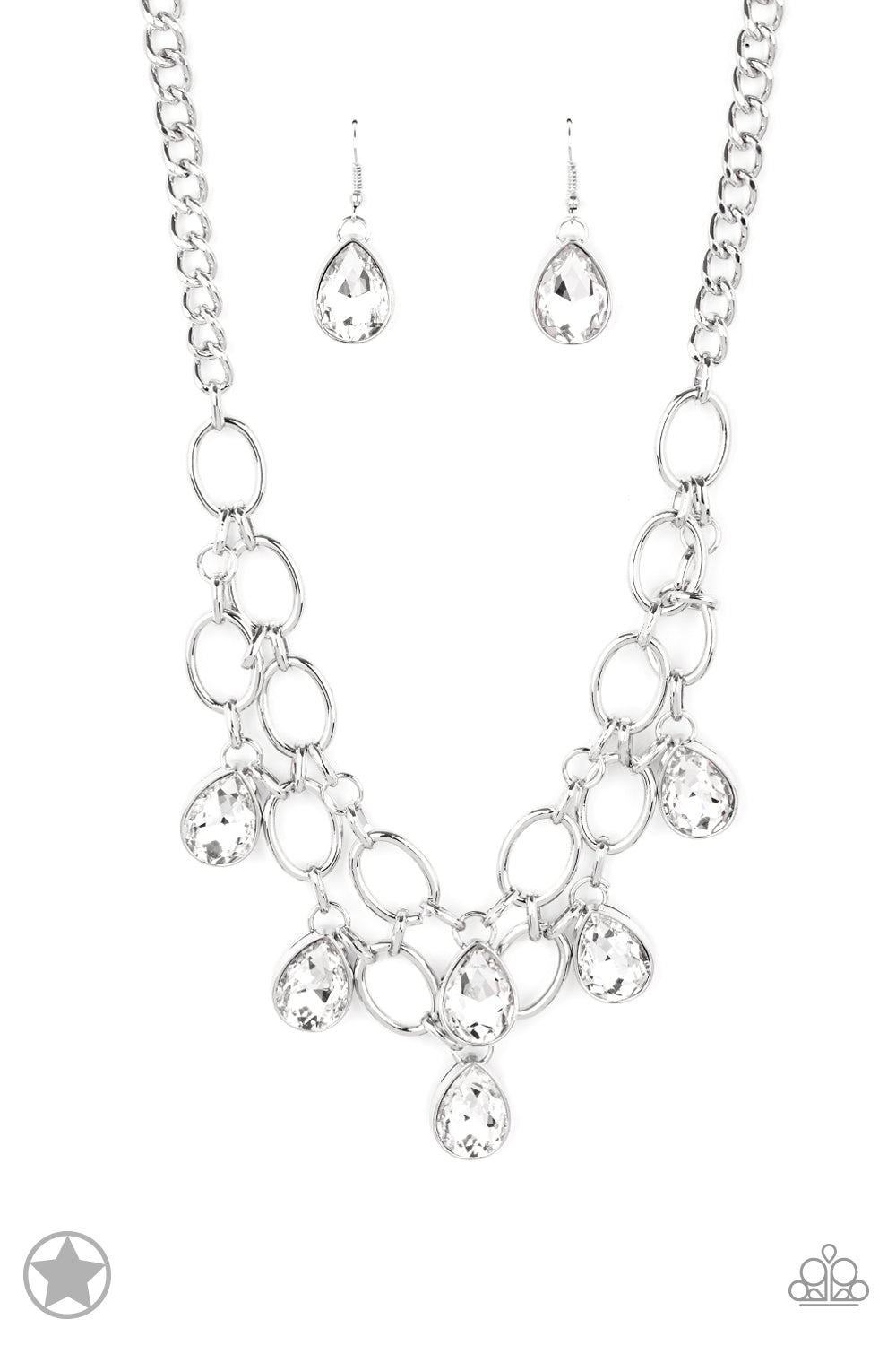 Show-Stopping Shimmer - White Silver Link Necklace