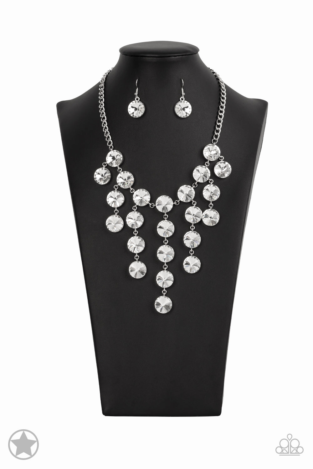 Spot Light Stunner-Oversized White Rhinestone Necklace