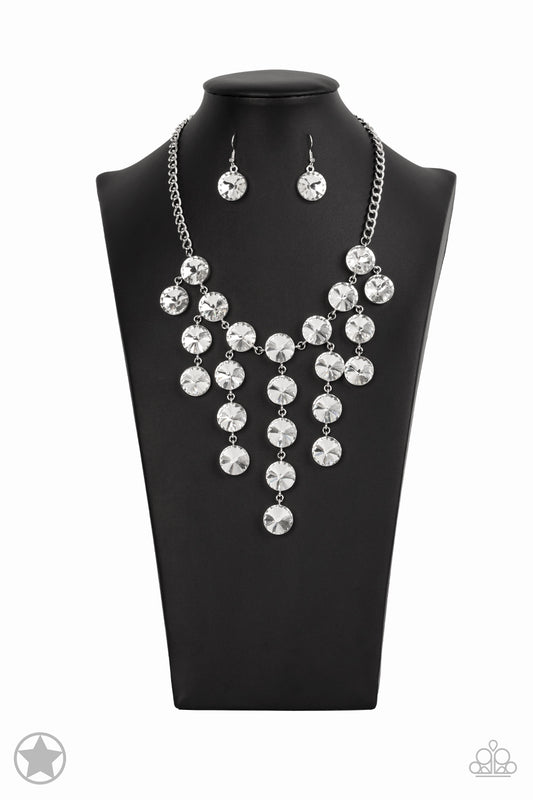 Spot Light Stunner-Oversized White Rhinestone Necklace