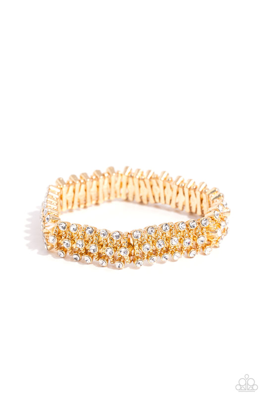 Corporate Confidence - Gold Beaded Rhinestone Bracelet