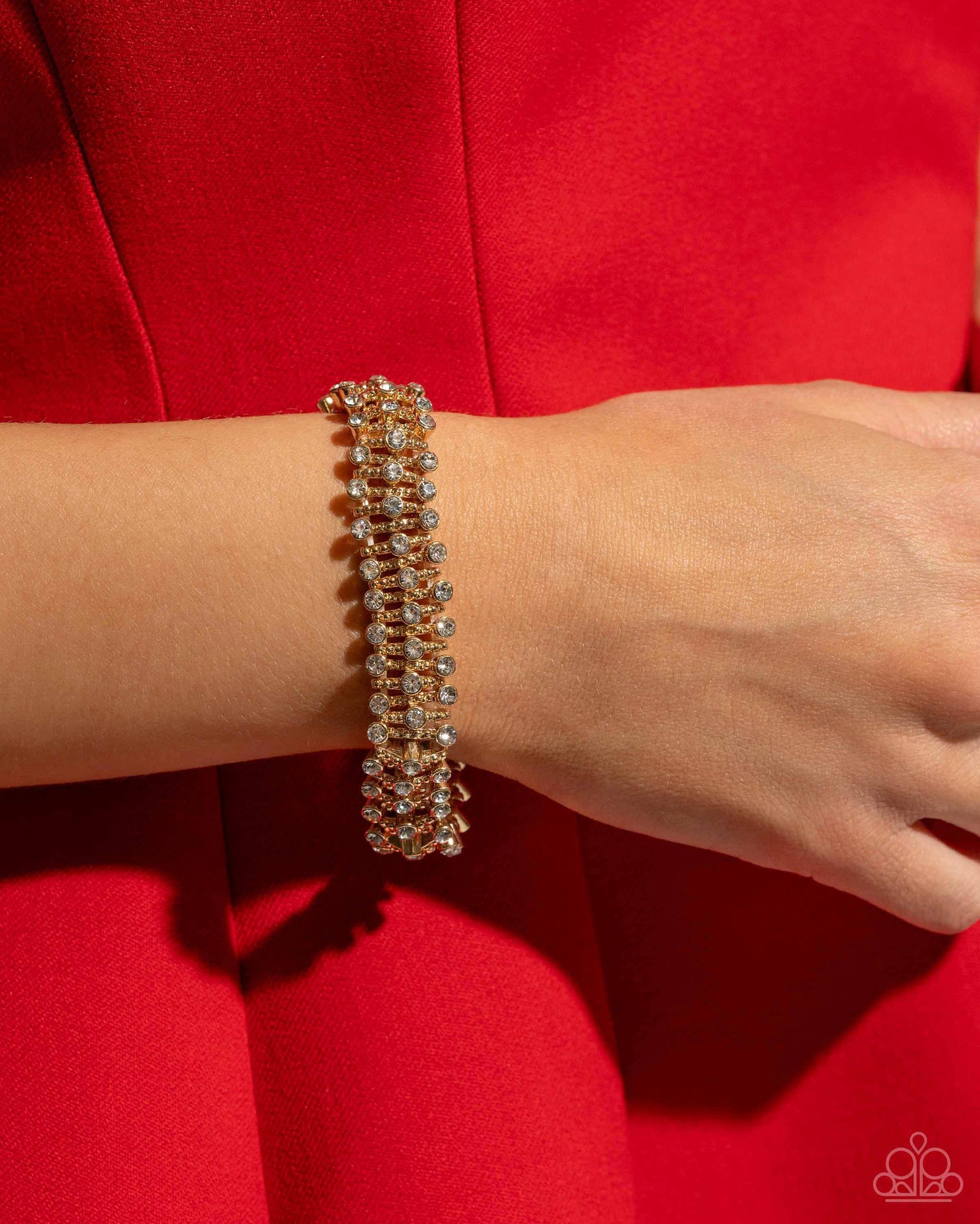 Corporate Confidence - Gold Beaded Rhinestone Bracelet