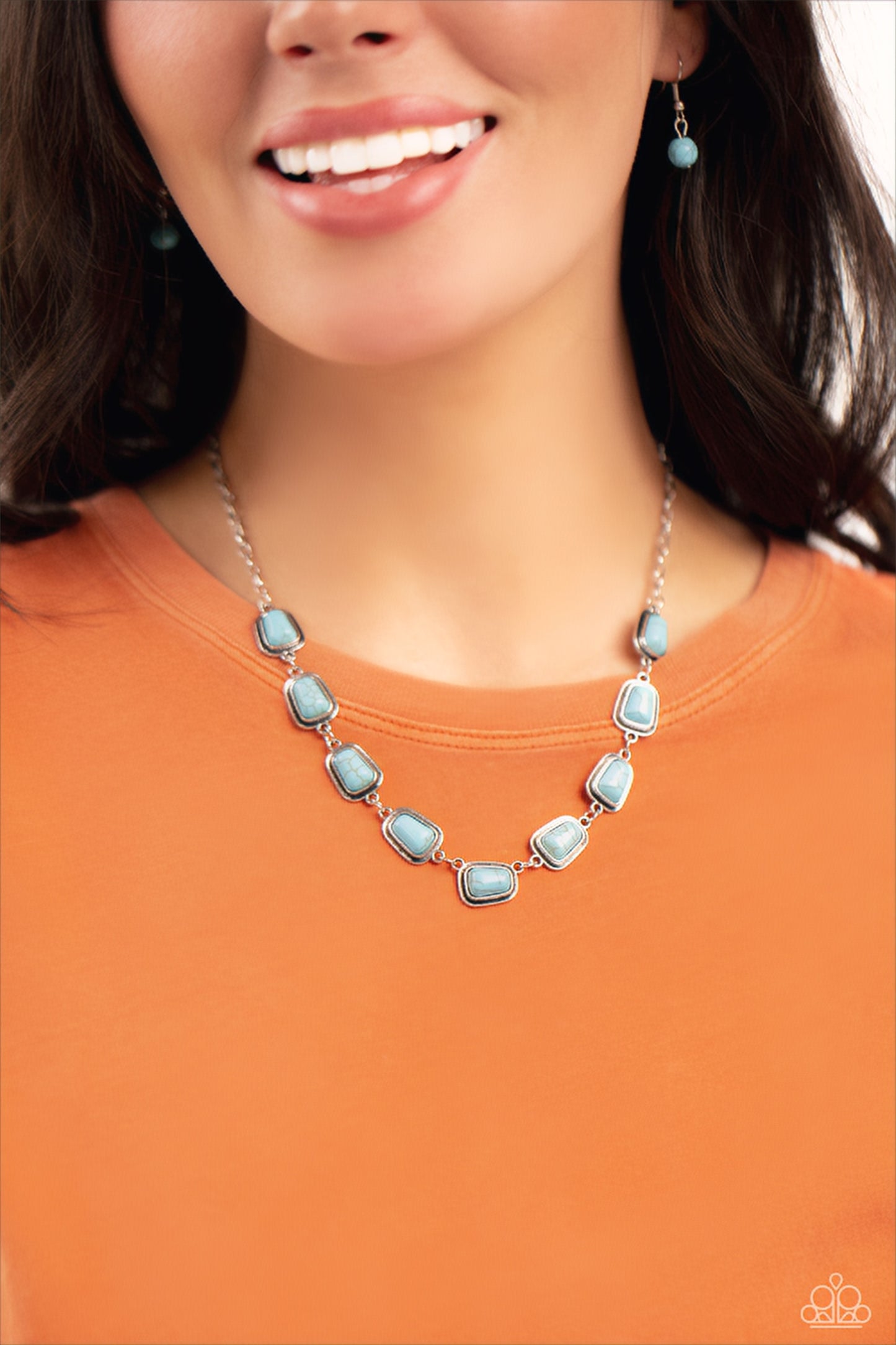 Southern Safari - Blue Encased Trapezoidal Necklace