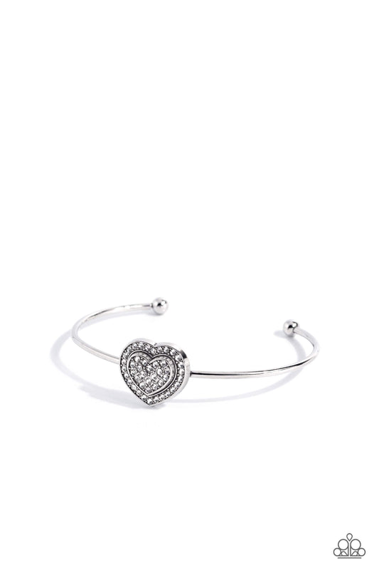Stunning Soulmates - White Heart Cuff Bracelet