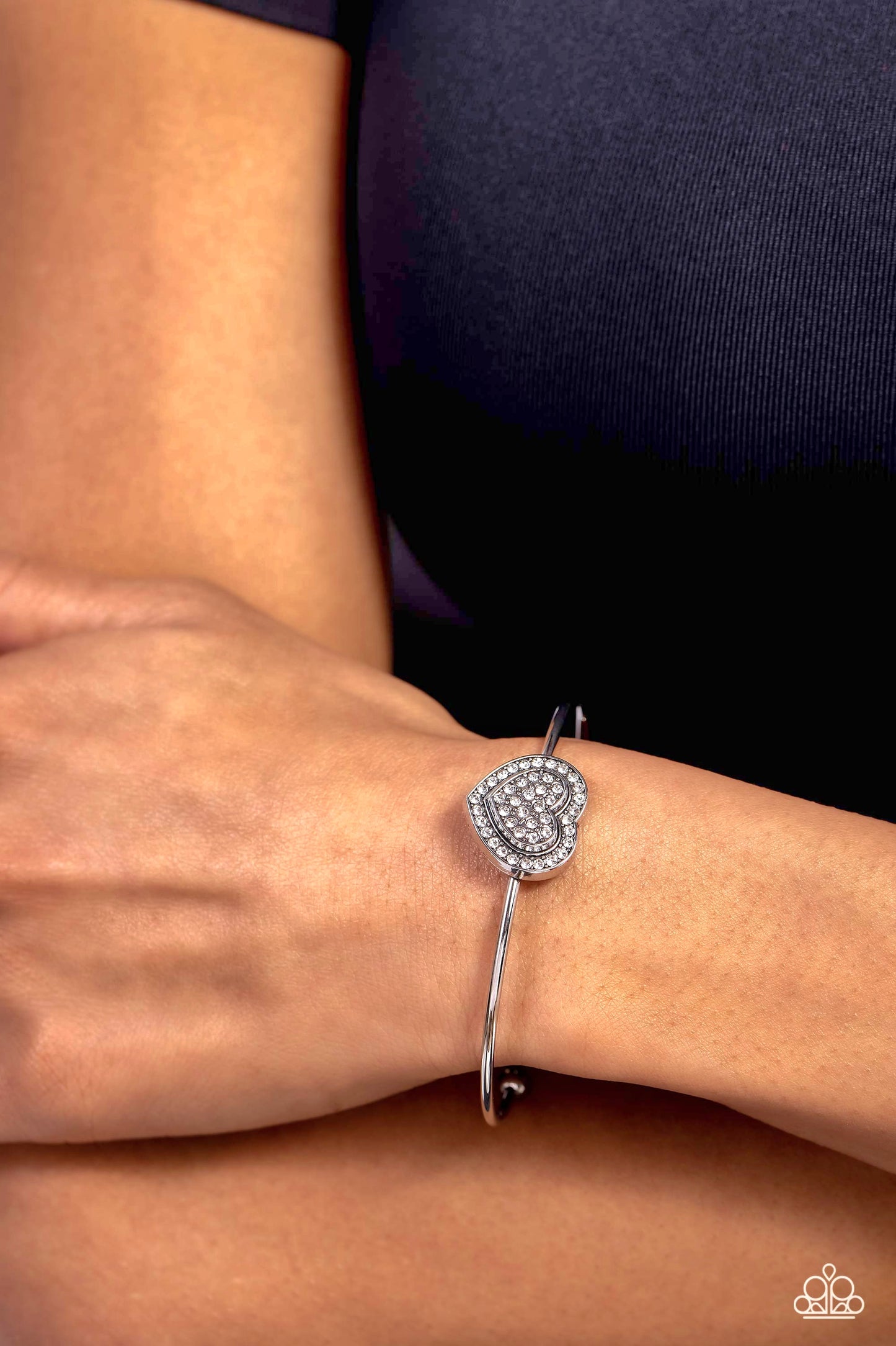 Stunning Soulmates - White Heart Cuff Bracelet