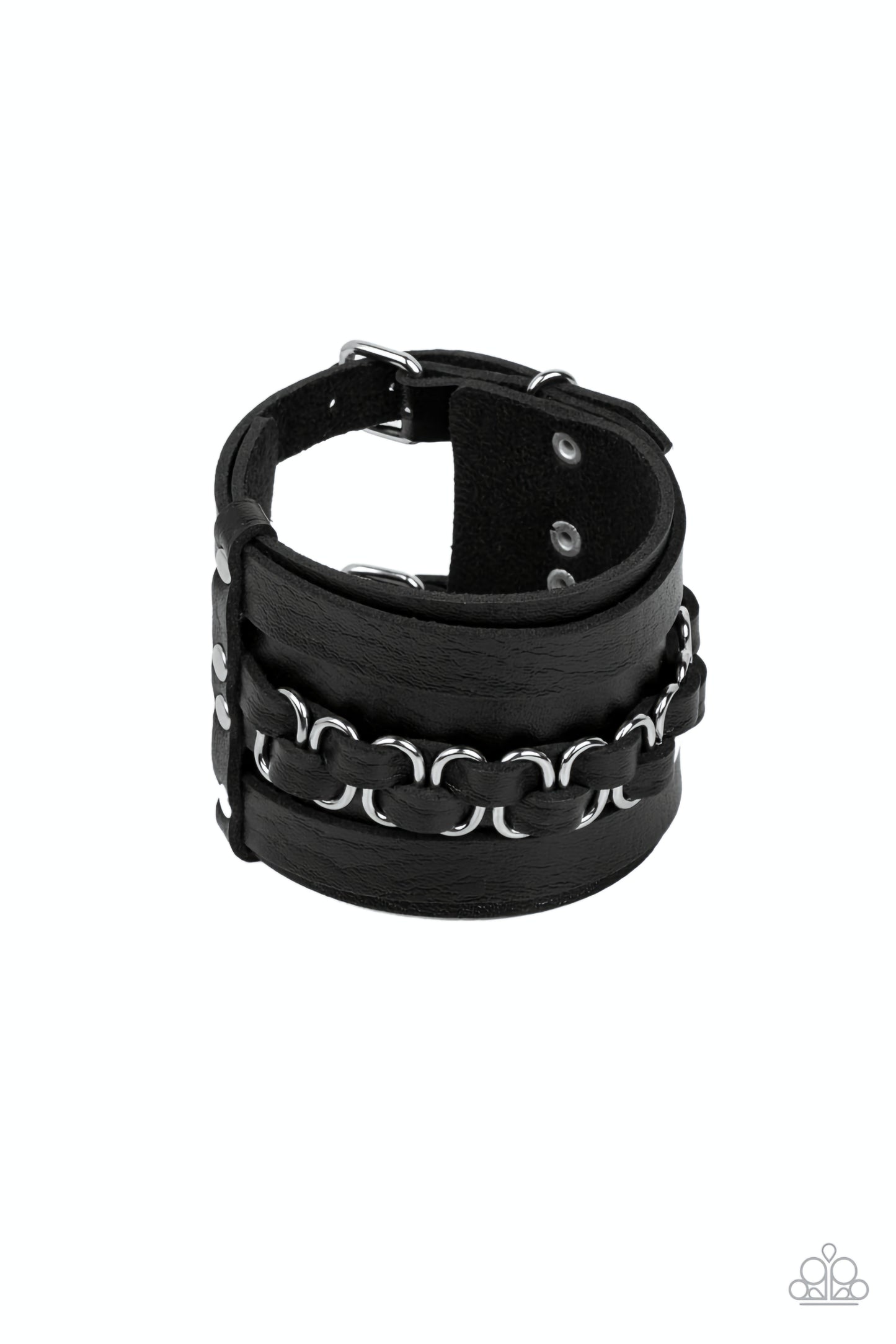Rocker Attitude - Black Leather Stud Bracelet