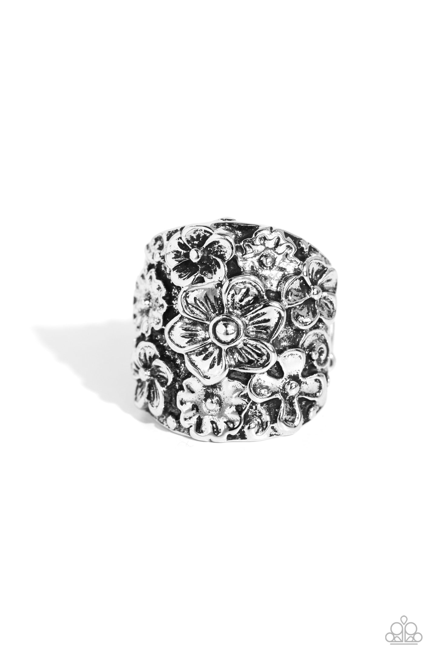 Burnished Bouquet - Silver Flower Ring