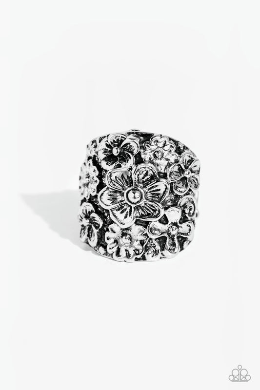 Burnished Bouquet - Silver Flower Ring