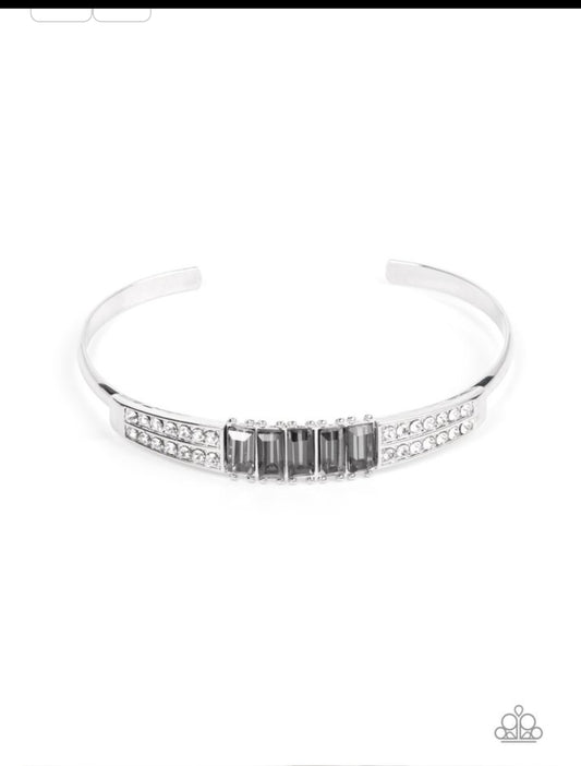 Spritzy Sparkle - Silver Glitzy Cuff Bracelet