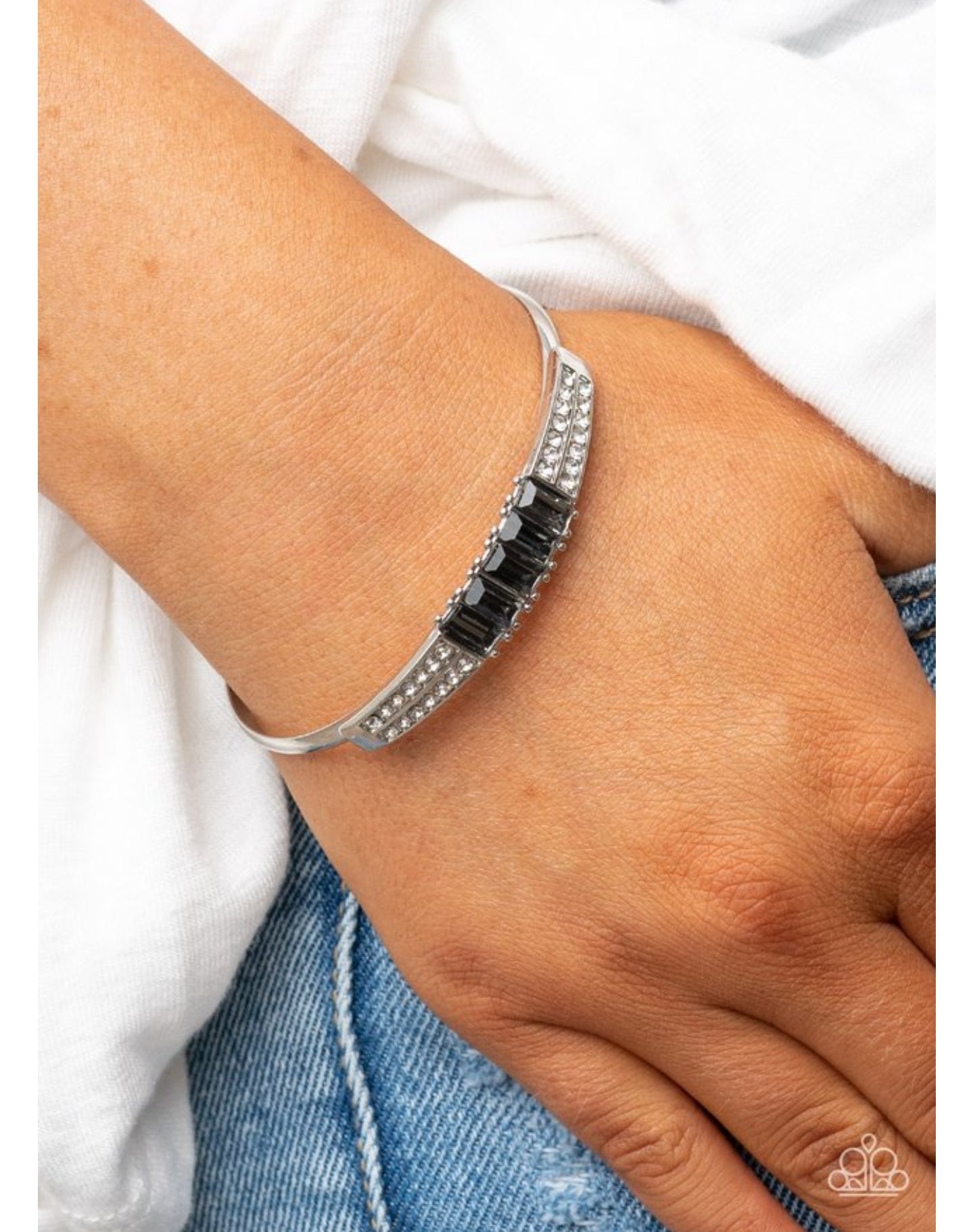 Spritzy Sparkle - Silver Glitzy Cuff Bracelet